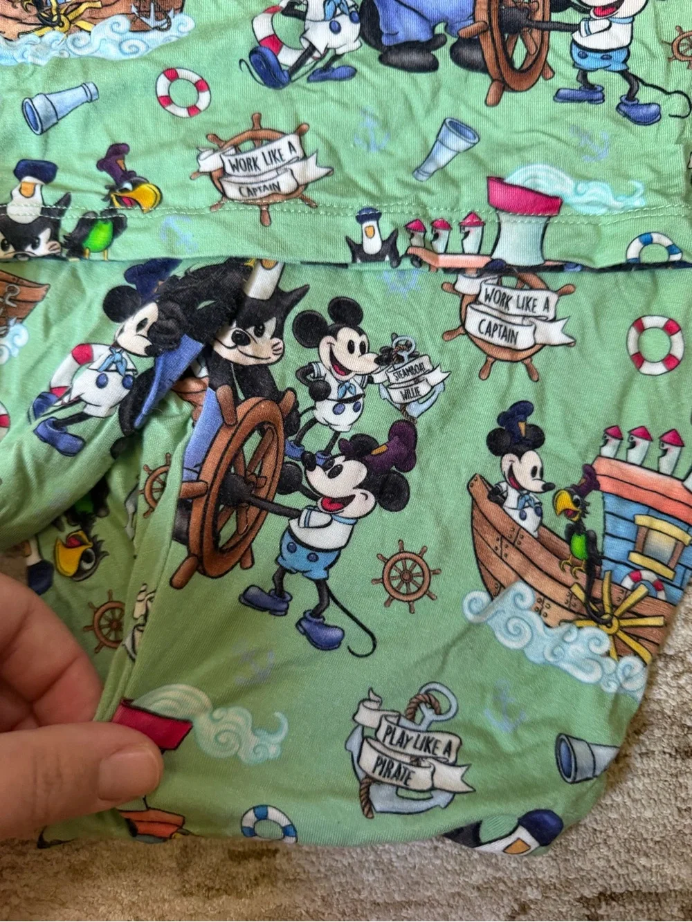 6Y - Velveteen Bunny Knots Bamboo Green Mickey Mouse Pajama Set - Kids